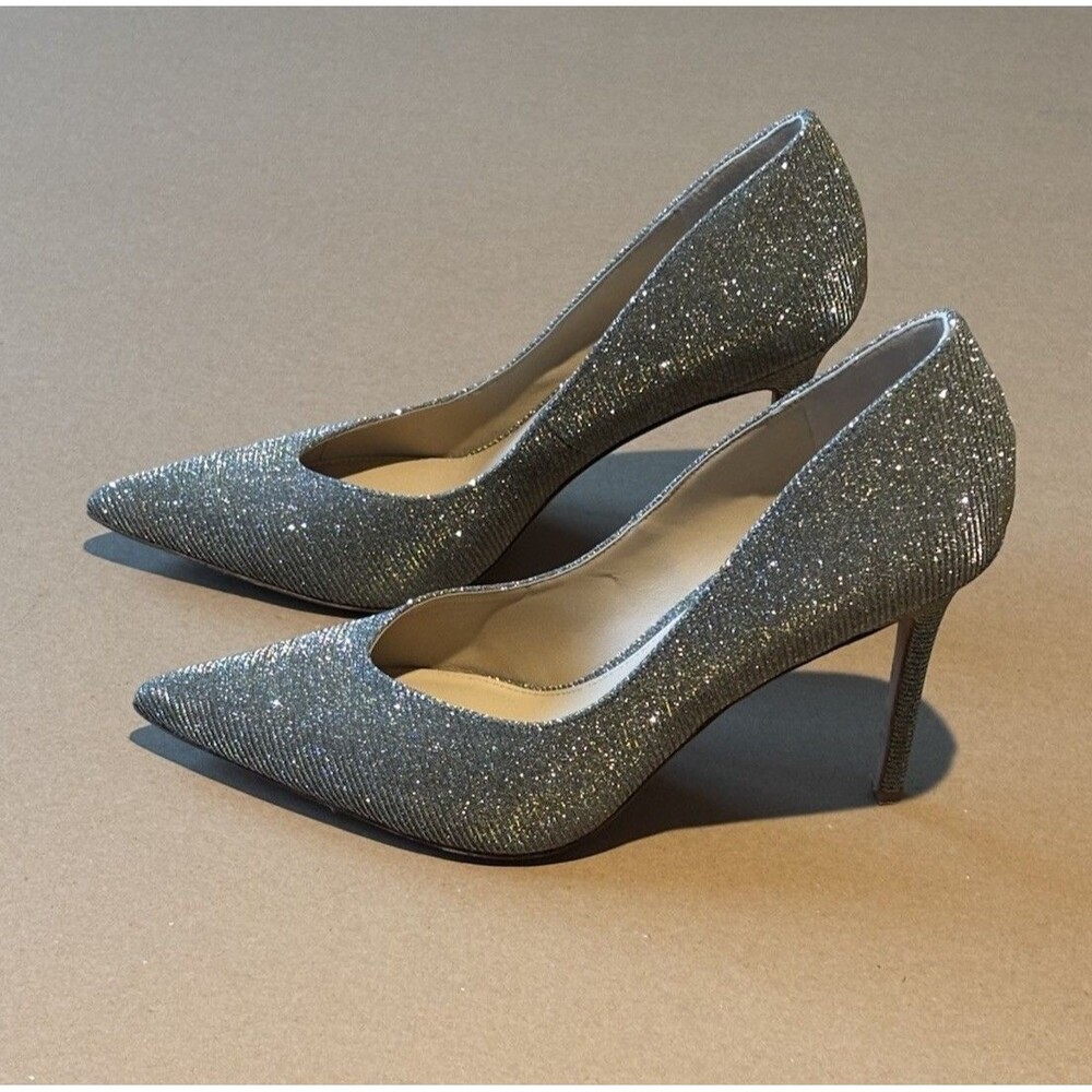 Veronica Beard Nathalia Silver/Gold Lurex Metallic Pointed Toe Heels Pumps Sz 9